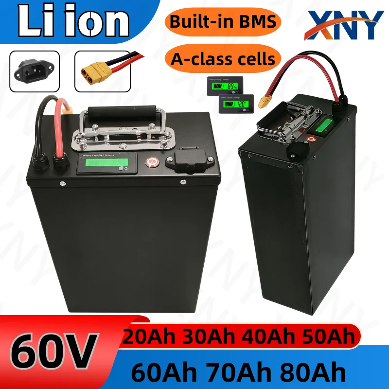 XNY Rechargeable Lithium Ion Battery 60V - 80Ah for Two-Wheeler & Three-Wheeler Vehicles High Capacity 20Ah 30Ah 40Ah 50Ah 60Ah