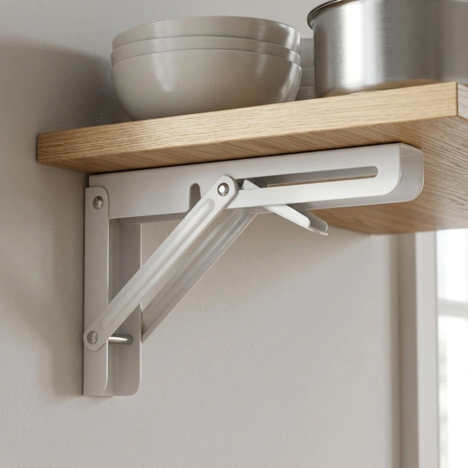 2 Pieces Folding Shelf Bracket Cold-Rolled Steel Fold-down Shelf Bracket Mounting Brace Thick Metal Self-Tapping Screws