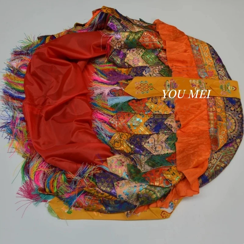 Tibetan-Style Eight Auspicious Patterned Umbrella,Buddhist Item Home Decor Diameter 60cm Embroidered Ribbon Colorful Tassels