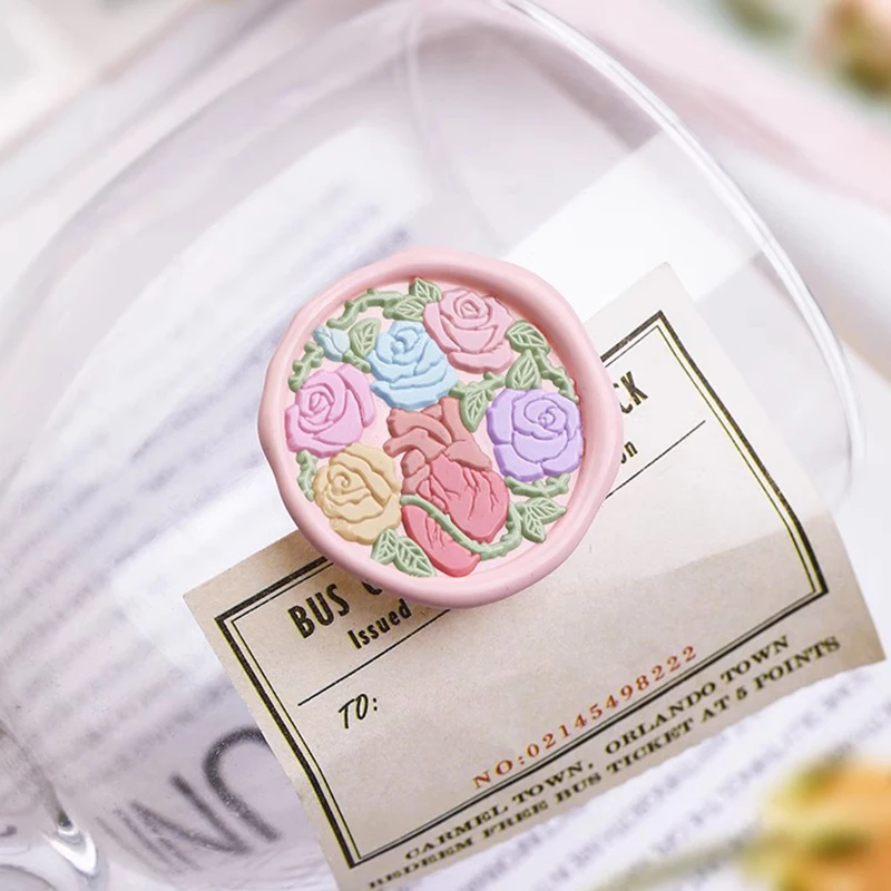 Róża wosk uszczelniający znaczki z mosiądzu rzeźbiona pieczęć główka kwiatu pieczęć woskowa stempel Scrapbooking DIY koperta zaproszenie prezenty