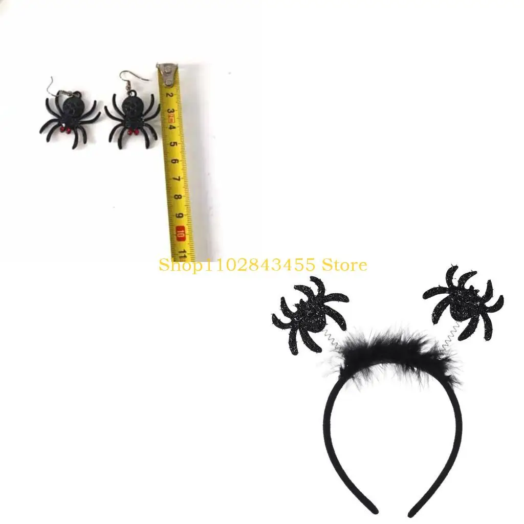 49MC Sombrerería fiesta con pendientes, conjunto diadema y cuello, accesorios estilo Cosplay, complemento disfraz