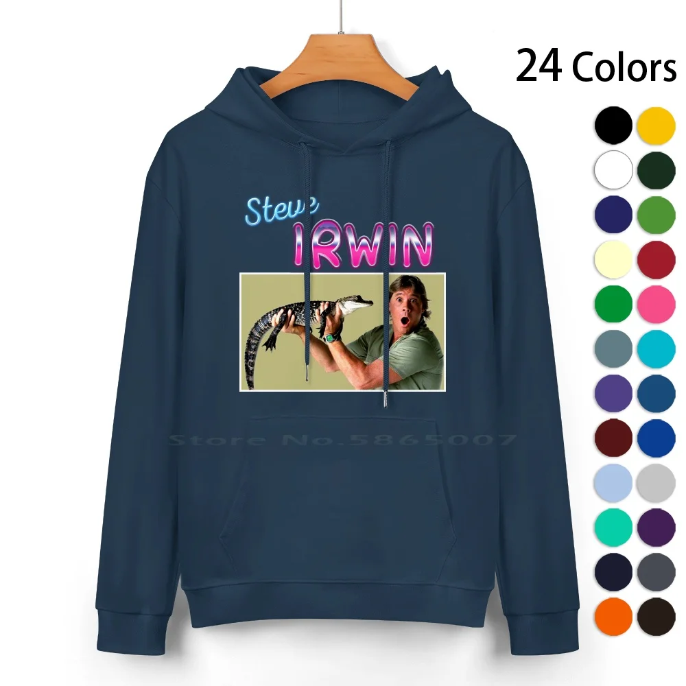 Steve Irwin Cotton Hoodie Sweater 24 Colors Crocodile Australia Hunter Aussie Steve Zoo Win 100% Cotton Hooded Sweatshirt For