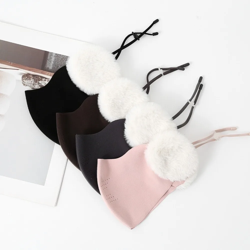 귀마개가 있는 새로운 따뜻한 마스크 세탁 가능한 통기성 페이스 베일 방진 페이스 커버 야외 스키 사이클링 페이스 커버