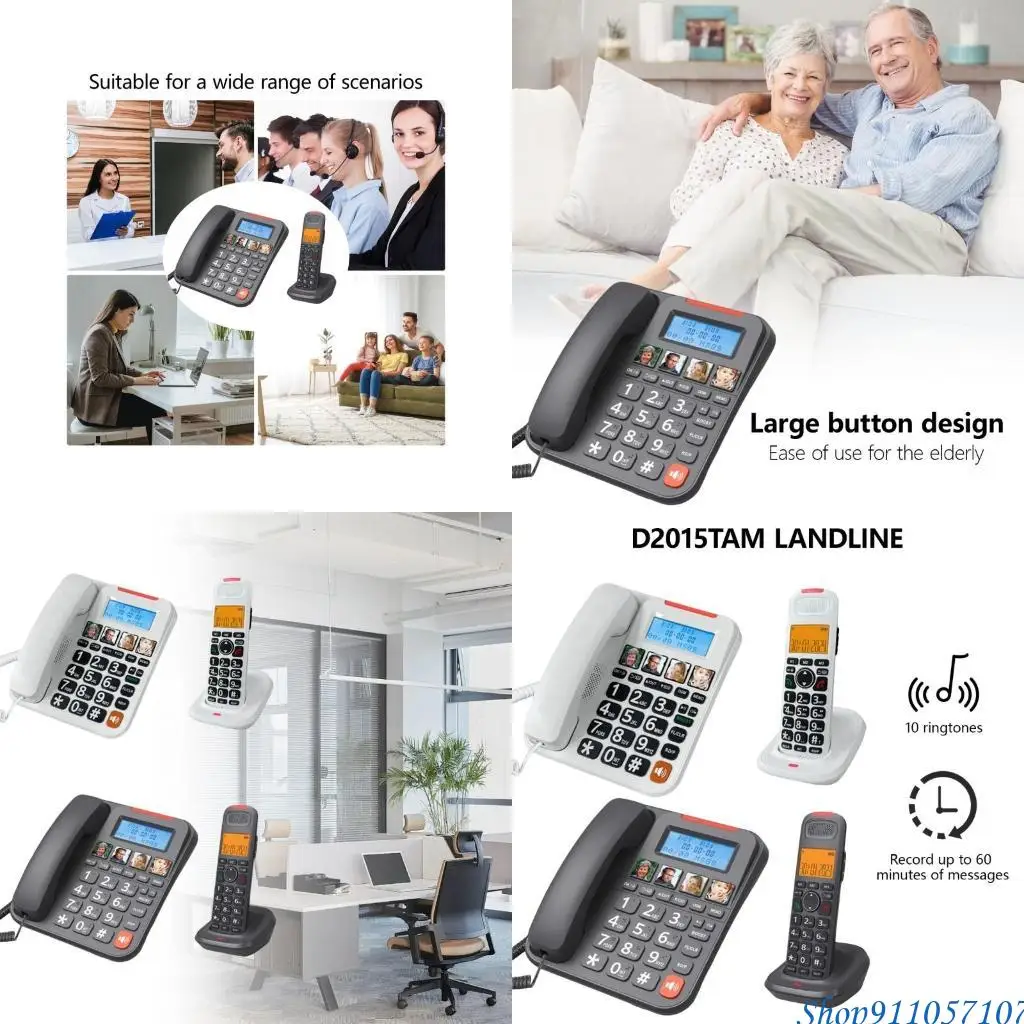 203B LoudRings Corded Phone With 1 Button Volumes Increase and Quick Store Dialings for Home or Hotel