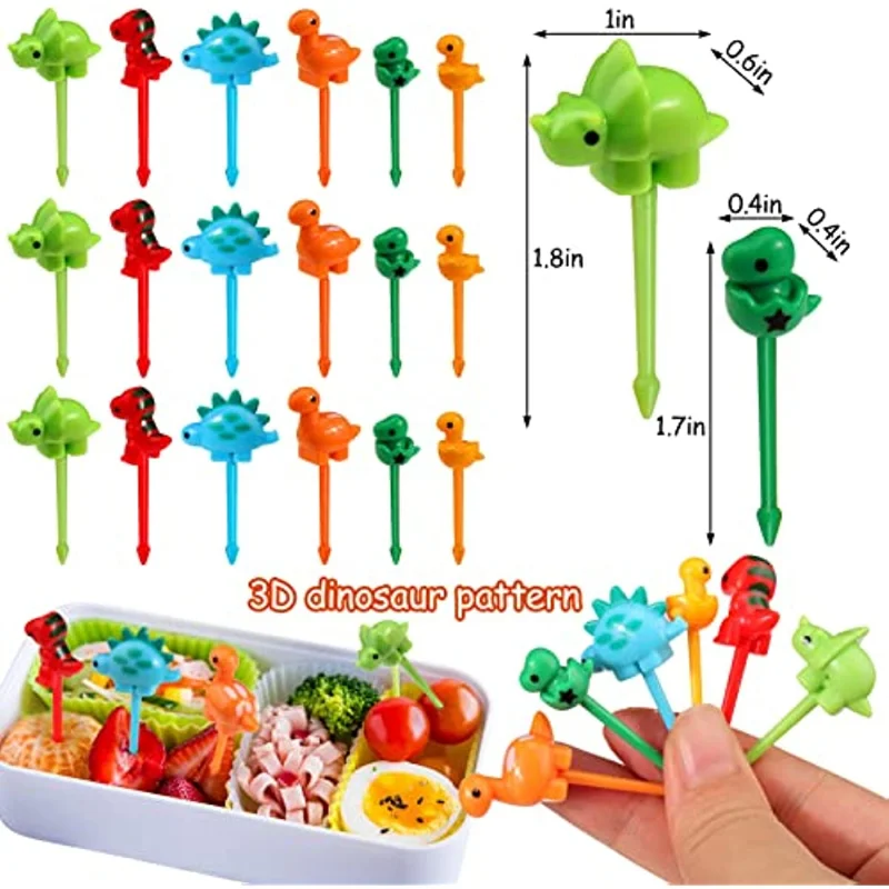 Children\'s dinosaur food pick Selection of cartoon animal fruits mini bento fork lunch box decoration accessories