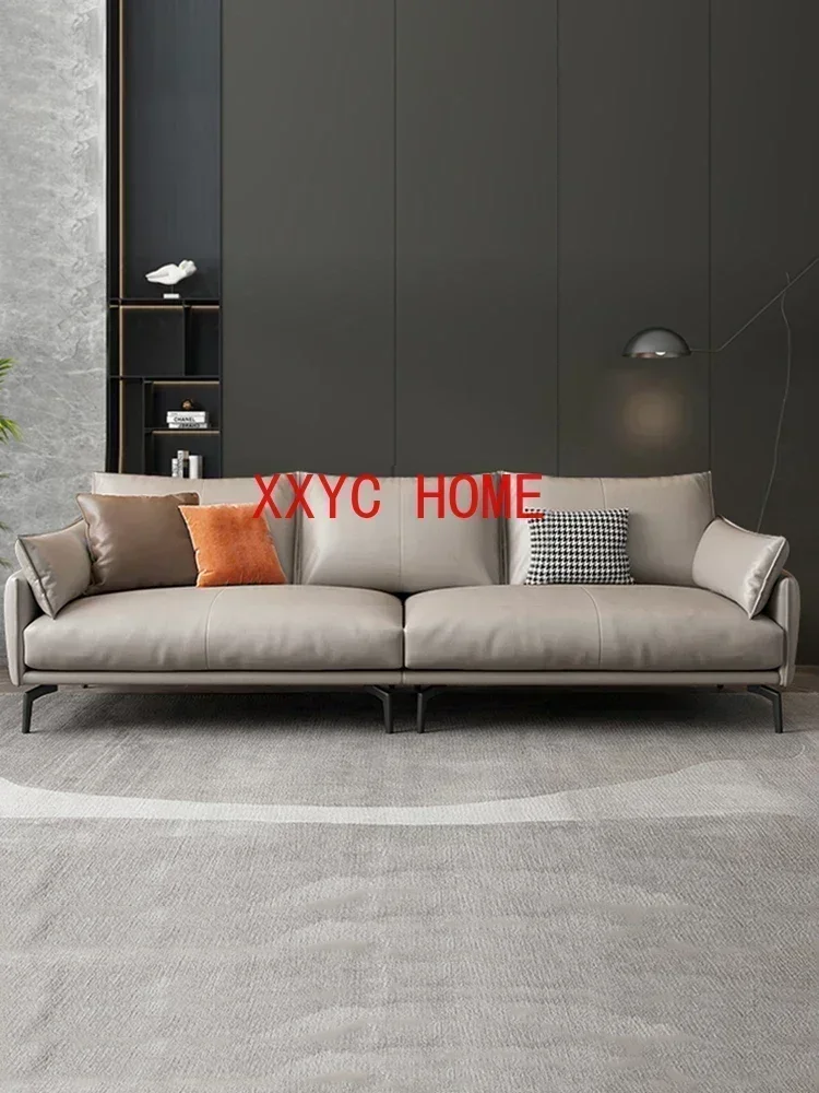 شقة صغيرة حديثة الحد الأدنى غرفة المعيشة ثلاثة مقاعد أسفل القط باو النسيج الجلود صف مستقيم أريكة #1