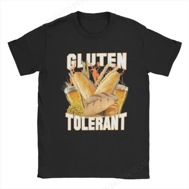 Vintage Gluten Tolerant Funny Meme T-Shirts for Men O Neck  Cotton T Shirts Short Sleeve Tee Shirt New Arrival Tops