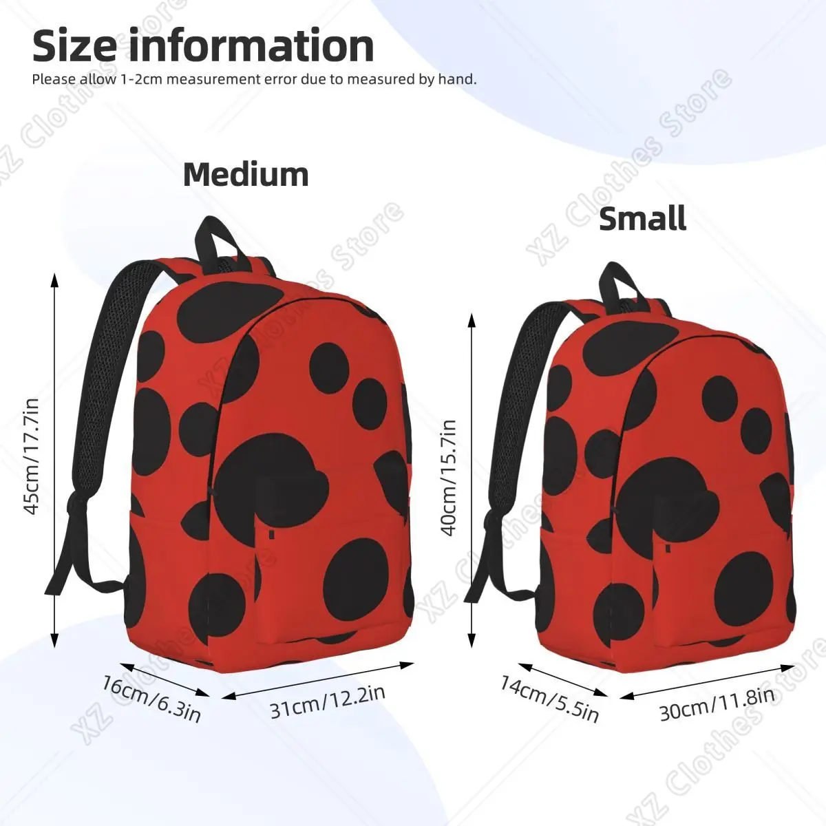 Ladybird Ladybug Backpack Daypack Large Capacity Children BookBag School Bag Shoulder Bags for Men Women