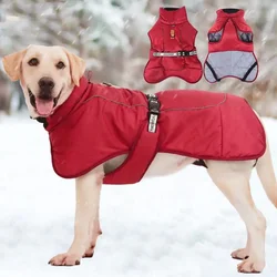 Winter Dog Clothes For Big Dogs Warm Fleece Large Dog Jacket Waterproof Pet Coat With Harness Labrador Clothing Pet Costume