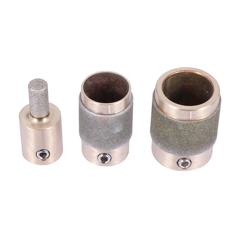 3Pcs Grinder Head 1 Inch 3/4 Inch 1/4 Inch Brass Core Standard Grit Stained Glass Grinder Bit Head For Glass Stone