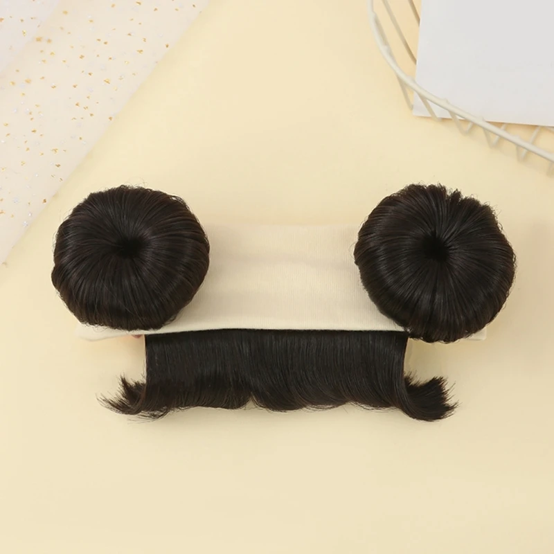Diadema niña doble moño con flequillo y peluca rubia para bebé - imagen 3