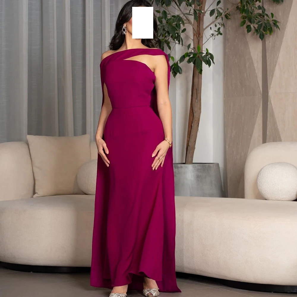 

Bespoke Occasion Gowns Tea Length Straight Sleeveless Jersey One Shoulder Pleats Solid Color Elegant Bespoke Occasion Gowns 2024