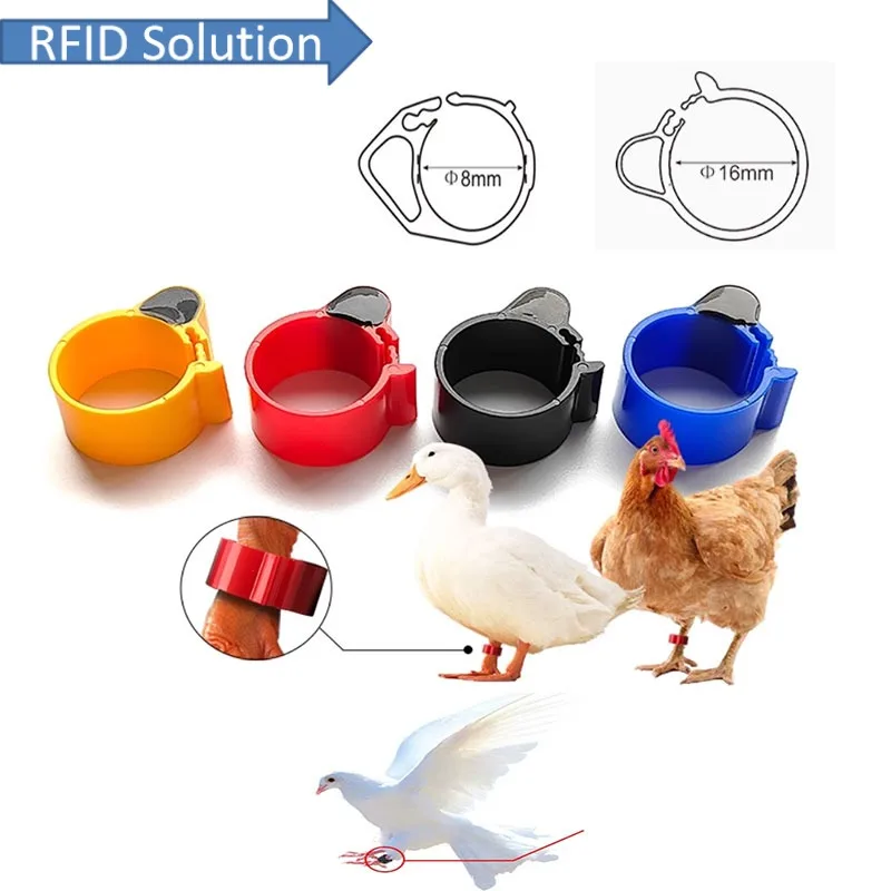 10pcs RFID EM4305 Chip 134.2Khz rfid pigeon Bird tag chicken duck rfid foot tag leg ring tag ISO11784 ISO11785