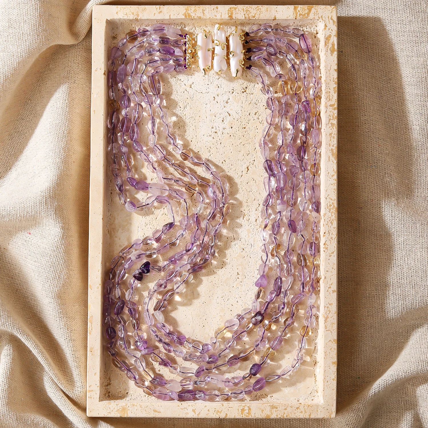 

Natural Amethyst & Pearl Charm Necklace Luxury Elegant Beads Fashion Jewelry for Wedding Engagement Party21inches