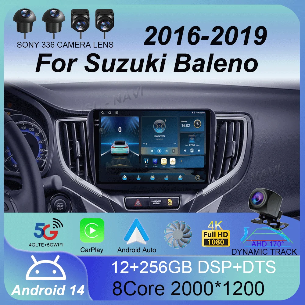 

Android 14 для Suzuki Baleno 2016 2017 2018 2019, автомобильное радио, GPS-навигация, мультимедийное головное устройство, стерео авторадио, беспроводной Carplay