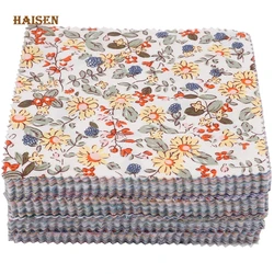 Haisen,Random Mix Color Printed Twill Cotton Fabric Patchwork Cloth,For Quilting&Sewing Material 12.8*12.8cm Square Calico Set