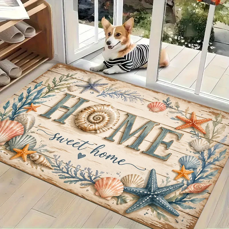 Geometric pattern welcome rug featuring interlocking shapes ideal for tech company lobbies gym locker rooms and mall walkways