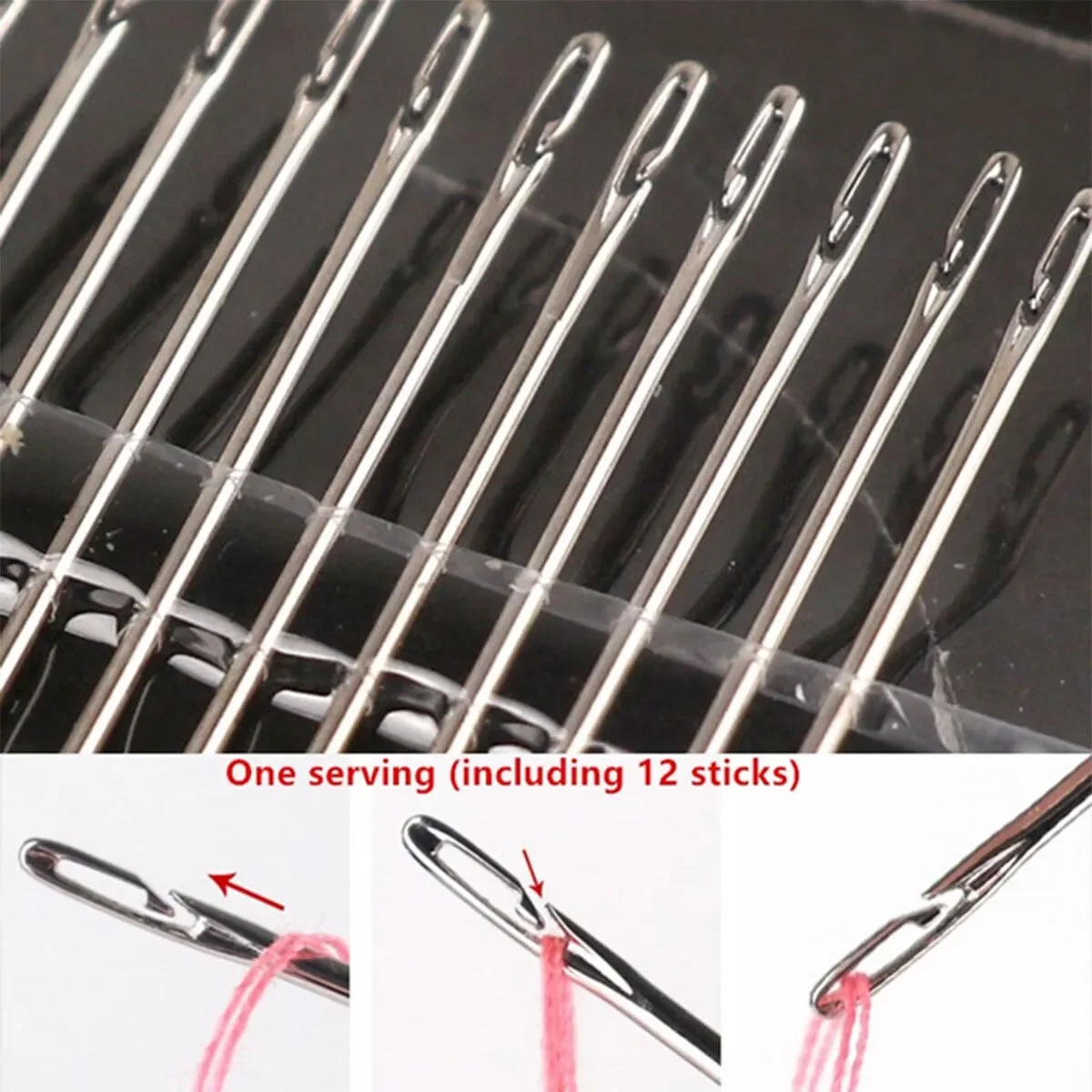 36/12Pcs Blind Sewing Needles Stainless Steel Elderly Needle-side Hole for Household Sewing DIY Jewerly Beading Threading Needle