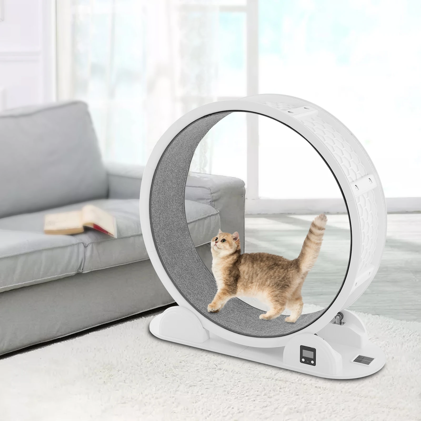 Cat Treadmill Cat Fitness Exercise Wheel Indoor Gym Pet Running Treadmill Weight Loss Detachable Carpet cats Toy W/Solar Panel