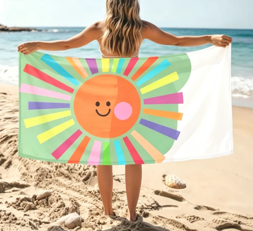 Colorful Art Print Beach Towel, Microfiber Quick Dry Absorbent Towel for Swimming Pool Camping Travel Outdoor Activities