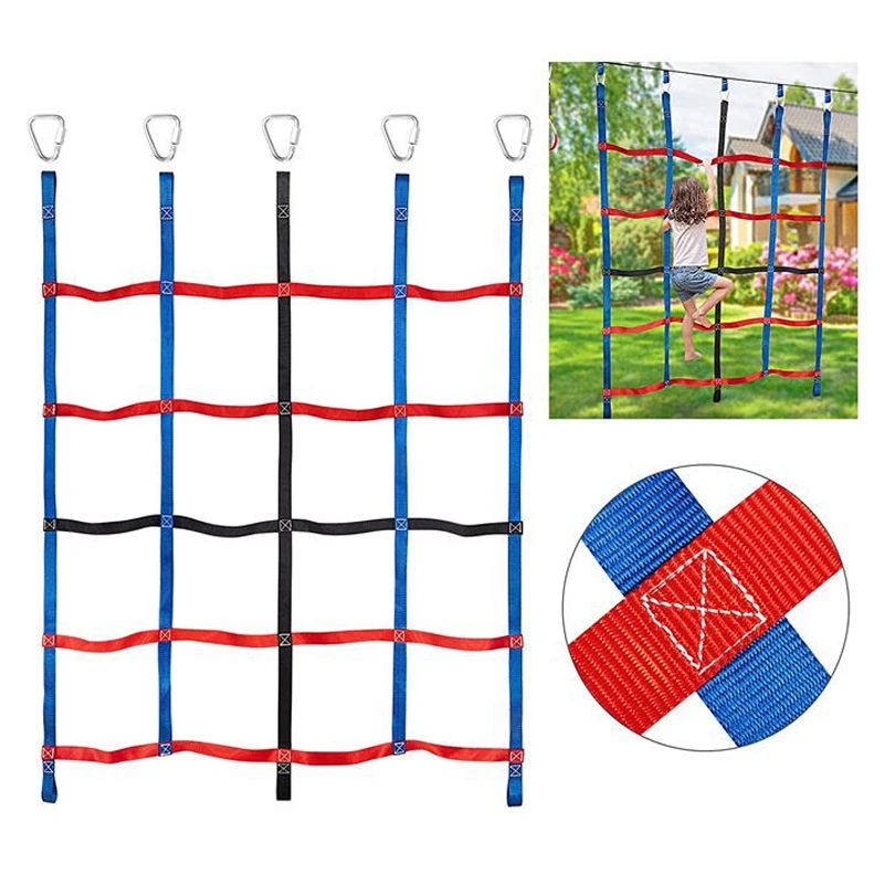 1.85m Climbing Net for Kids Portable  Ladder Polyester Ninja Cargo Net Warrior Obstacle Courses Swing Set Outdoor Treehouse