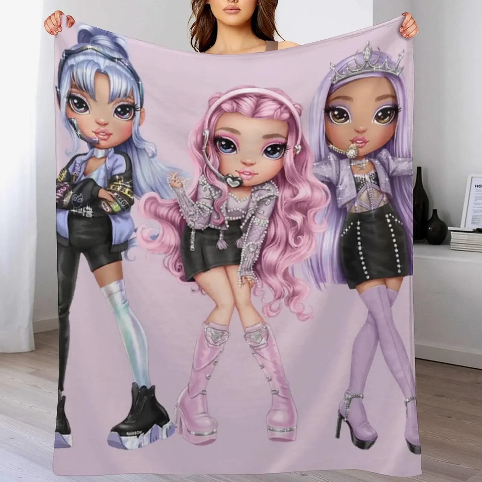 Rainbow High Seoul Select Royal Three Throw Blanket Compact Warm Blanket for Car Road Trip