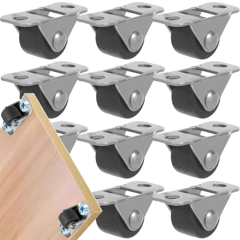 Ruedas Giratorias Pequeñas de Perfil Bajo, Ruedas Rodantes de Goma TPR para Electrodomésticos Pequeños, Equipaje, Muebles Silenciosos, Ruedas Fijas