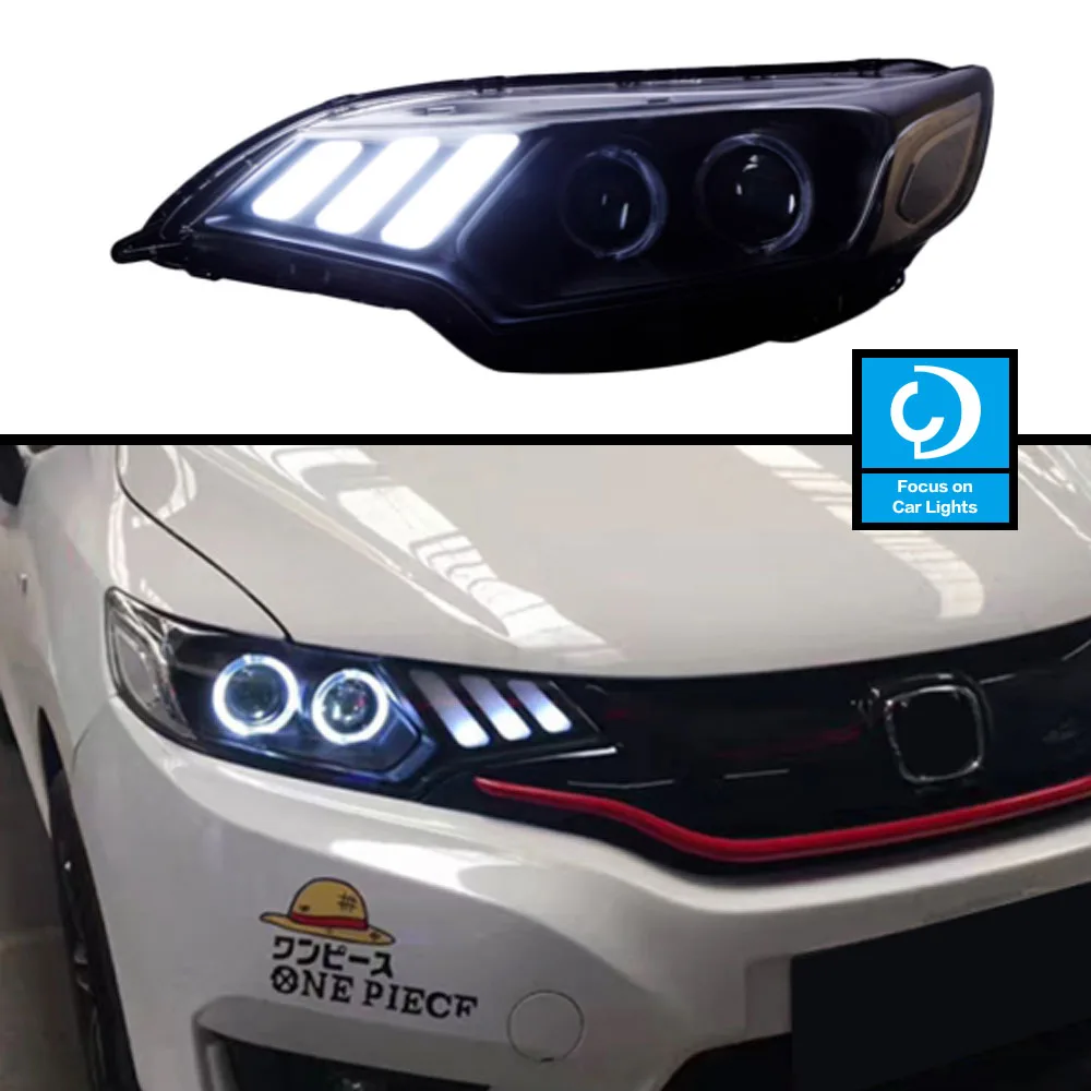 Car Front Headlights for Honda Fit Jazz Head Light 2014-2019 New Fit LED Head Lamp LED DRL Low Light Signal Auto Accessories 2PC