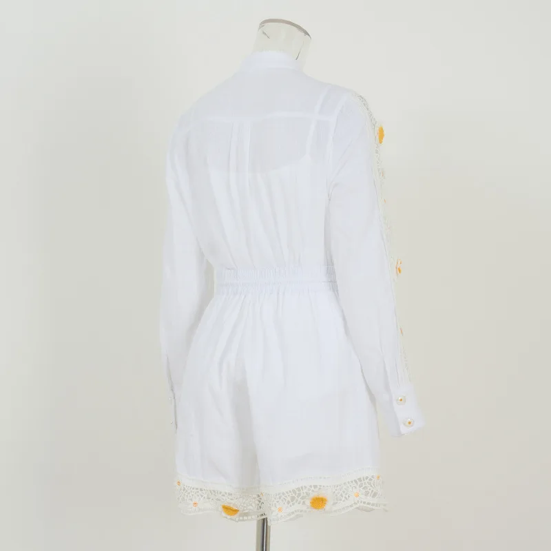 Primavera 2025 New Sle Holiday Wind Linen Flower irt Vita alta in pizzo Dr Faion da donna Thiened Spring Dr Vita ampia