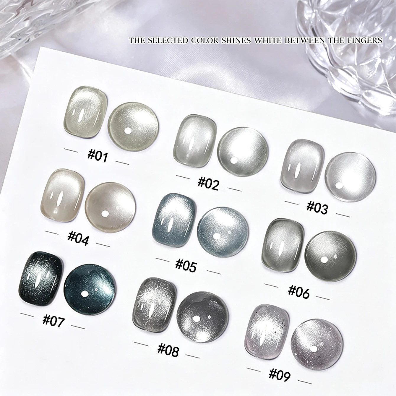 MIANEL Gray-Toned Cat Eye Gel – 2026 Fall/Winter New Arrival, Trendy Glass Bead Crystal Stone Cat Eye Polish for Nail Art