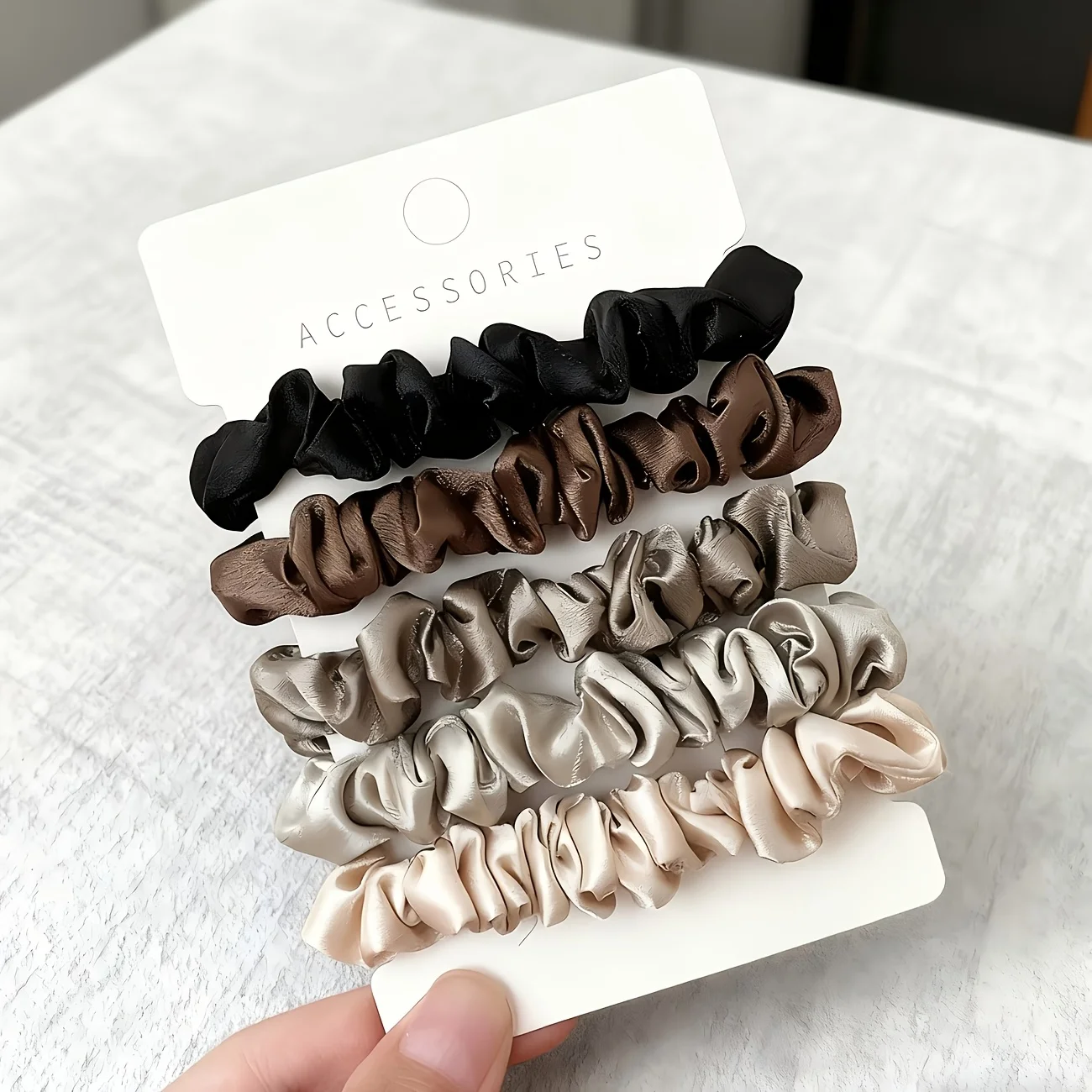 8pcs Elegant and Simple Brown Scrunchie High-Low Ponytail Bun Hair Accessory