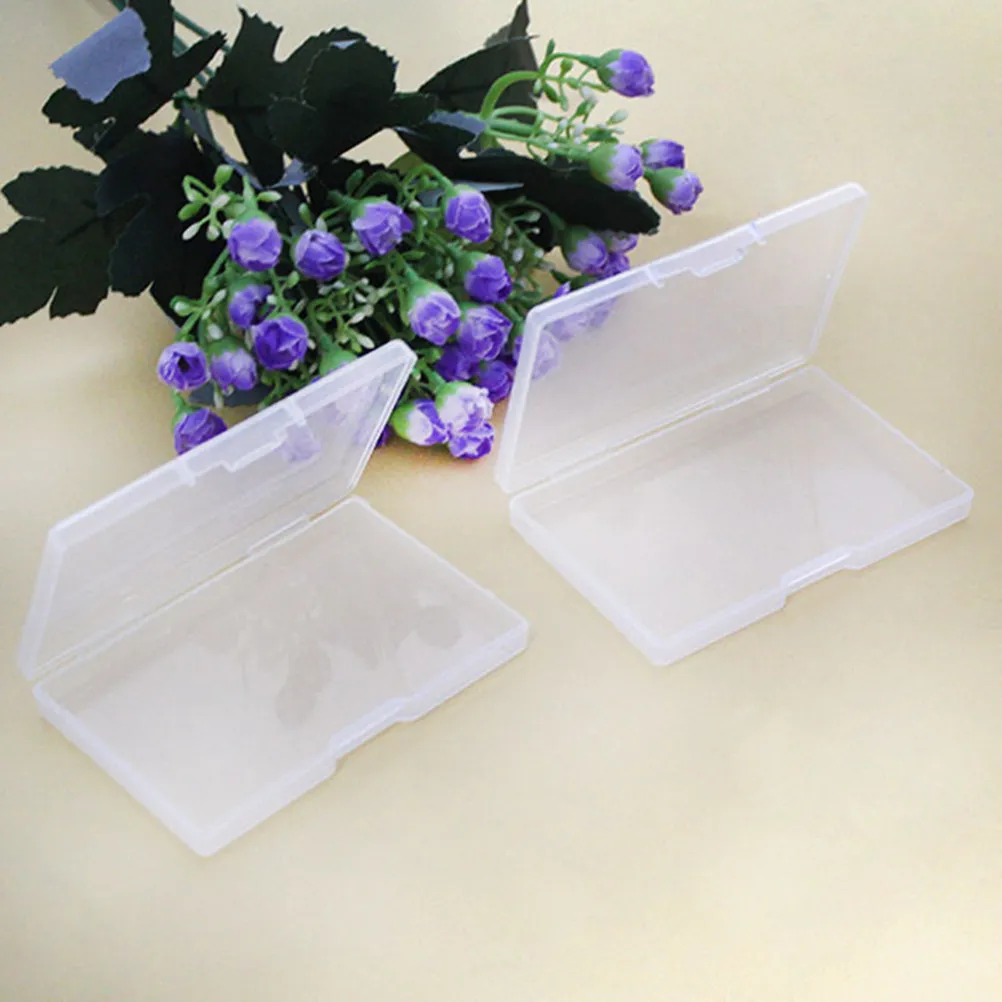 2Pcs Plastic Business Card Holder Case Compact Organizer for Credit Id Cards Business Storage Box Plastic Case