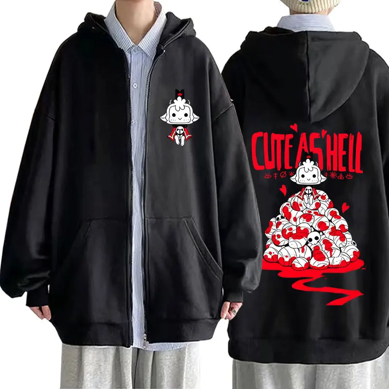 

Game Cult of The Lamb Graphic Zipper Hoodie Men Women Otaku Lover Zip Up Jacket Unisex Casual Fashion Vintage Casual Sweatshirt