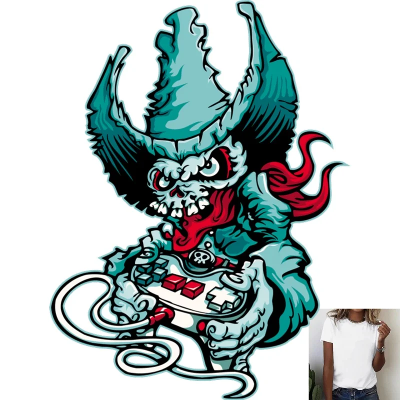 Cool Game Monster Heat Transfer White Ink Iron - on Transfer, Stylish Creative Pattern, Suitable for T - shirts/Canvas