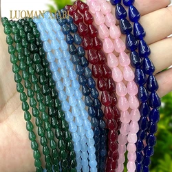 8x12mm Natural Stone Chalcedony Blue Angelite Pink Ruby Red Water Drops Spacer Beads for Jewelry Making Diy Bracelet Accessories
