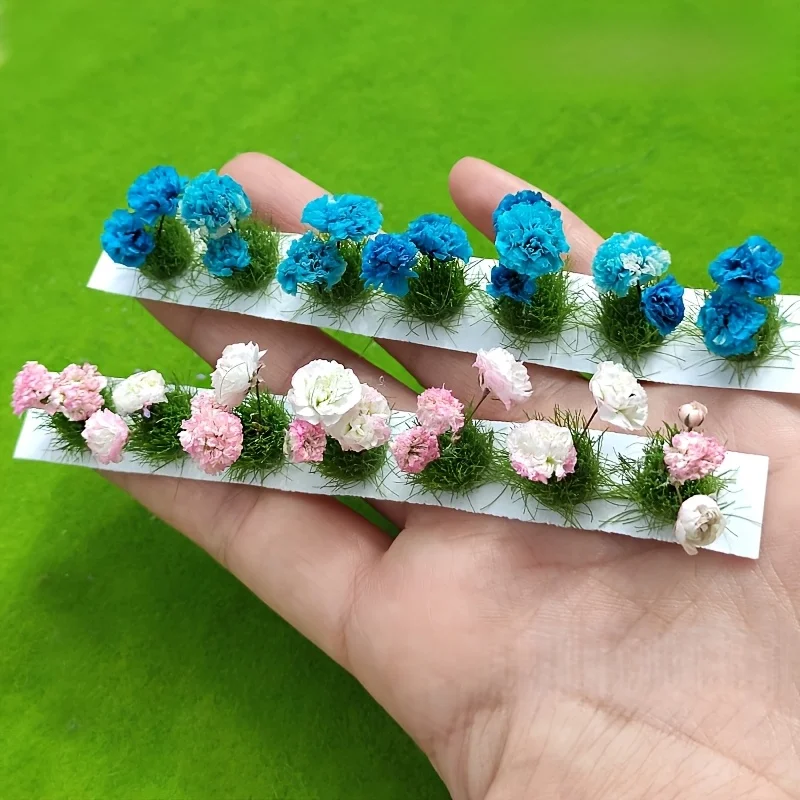 7Pcs Mini Artificial Flower Grass Clusters, Greenery Decor for DIY Dollhouse Sand Table Garden Scene