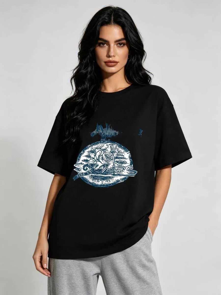 Camiseta com Design Delicado em Tecido Sunrise, Mistura Confortável, Tecnologia de Controle de Temperatura, Caimento Fluido, Estilo Matinal Discreto e Respirável