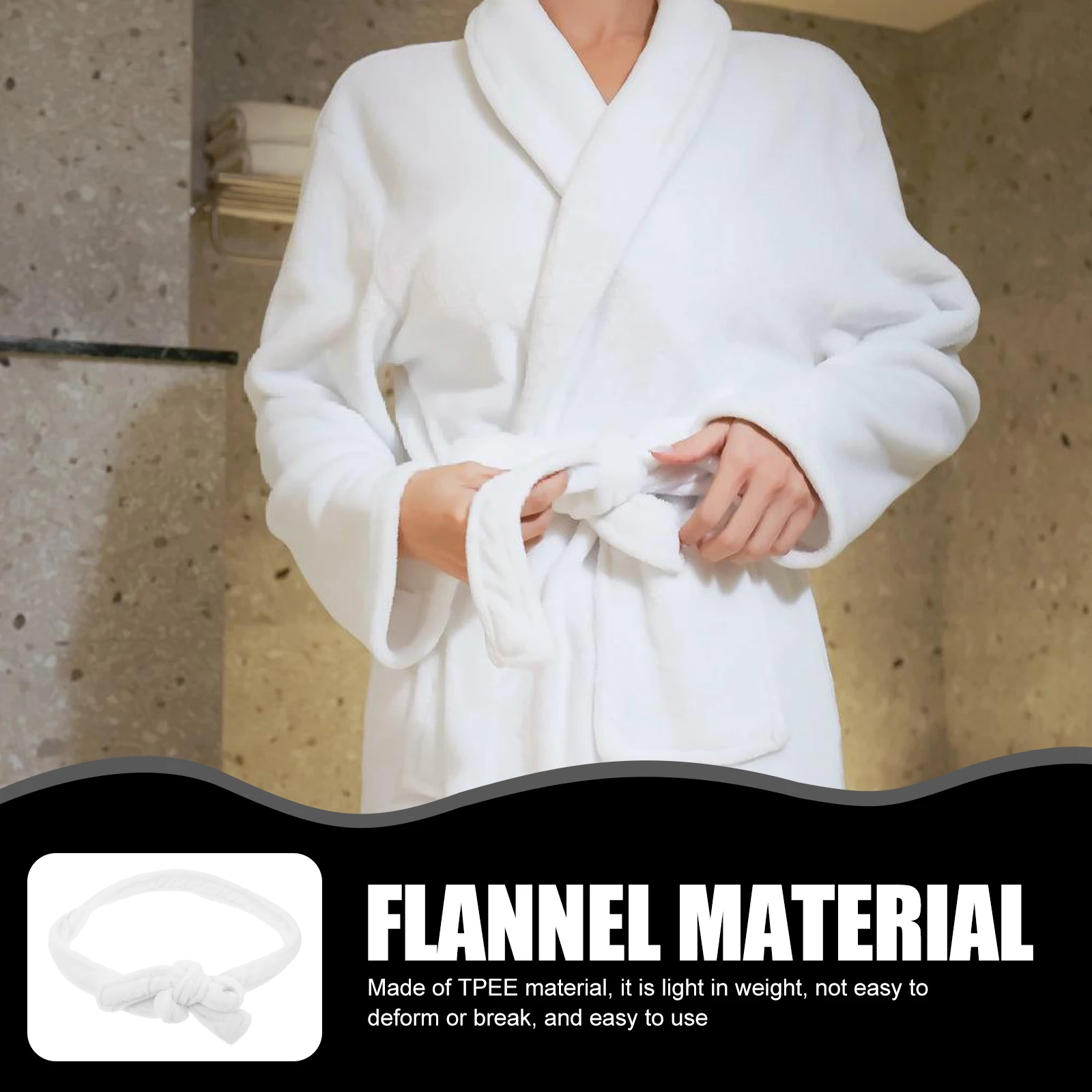 

Flannel Robe Belt Bathrobe Mens Replacement Extra Long Straps Thick Material Soft Comfort Adjustable White Color