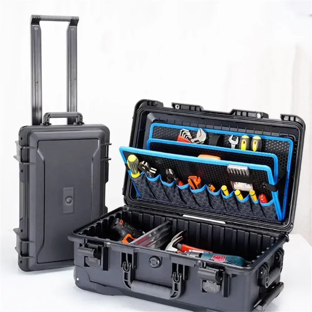 New Electrician Tools Chest Organizers Electric Drill Garage Storage Tool Box Outdoor Hard Case with Trolley Pocket Boards Wheel