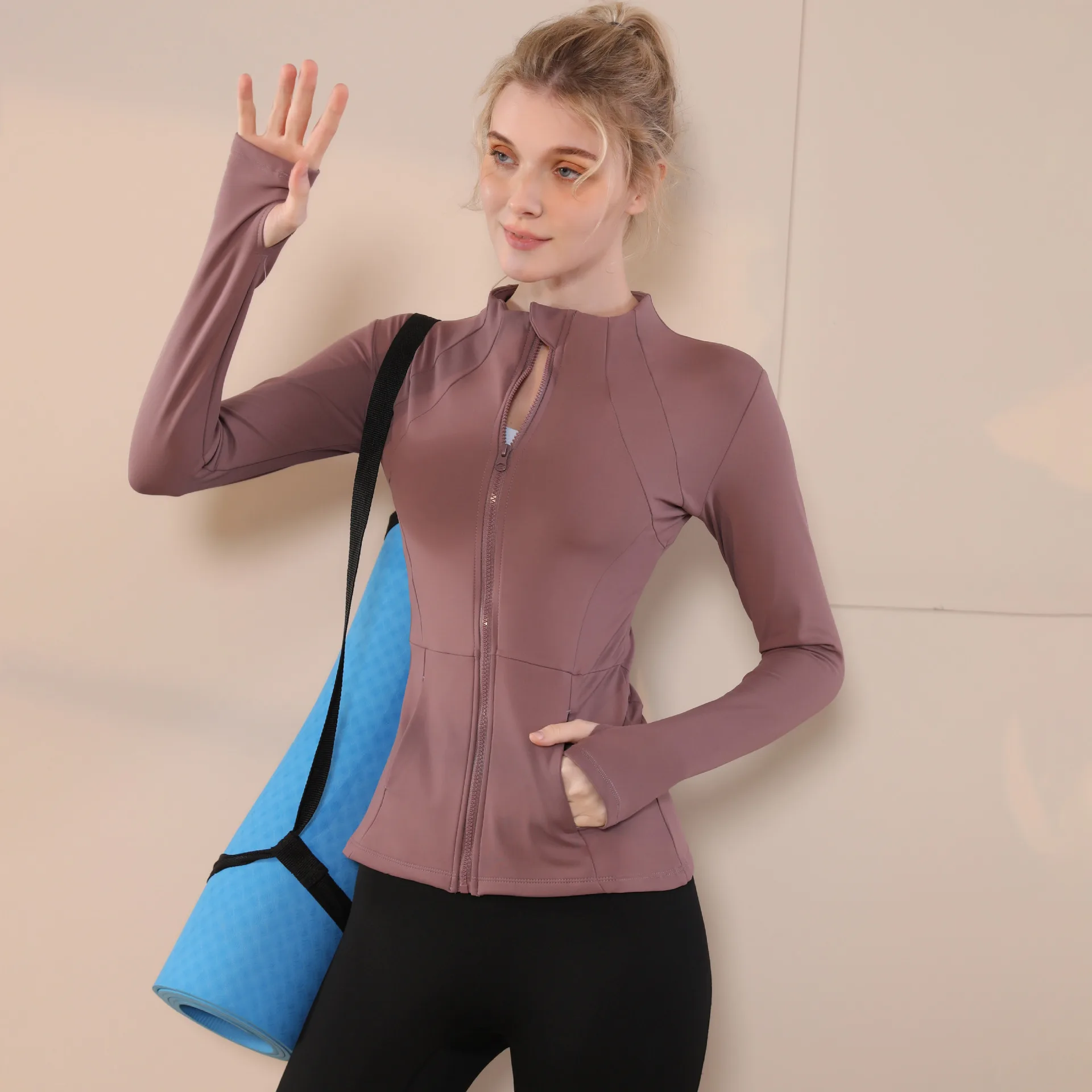 

Women's Long-Sleeved Yoga Sports Top Sun-Protective Slimming Quick-Dry Breathable Running Fitness Jacket High Elastic Training