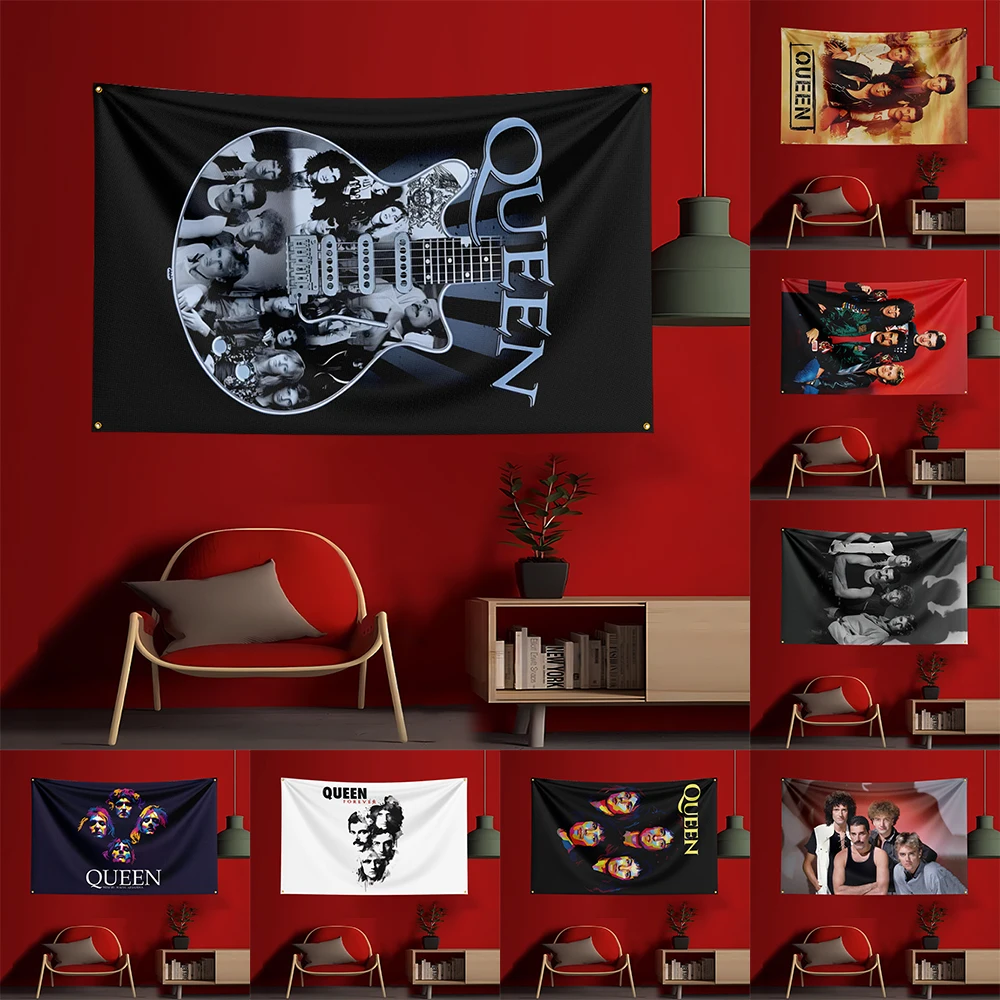 

3X5 FT R-QueenS Game Flag Polyester Printed Party Flag for Garage Room Decoration