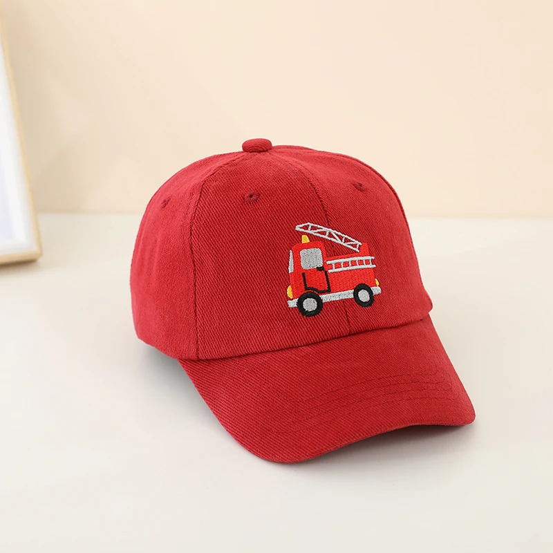 Sombreros de béisbol con bordado de camión de bomberos para niños, gorras deportivas para niños de 2 a 8 años, temporada de verano, 2024