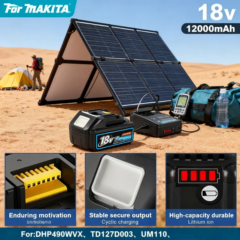 

12.0Ah 18V ⚡ Genuin Cycling charging Lithium-Ion for MAKITA Electric tool for DGA404 DDF487 DTW700C BL1860B BL1850B & More