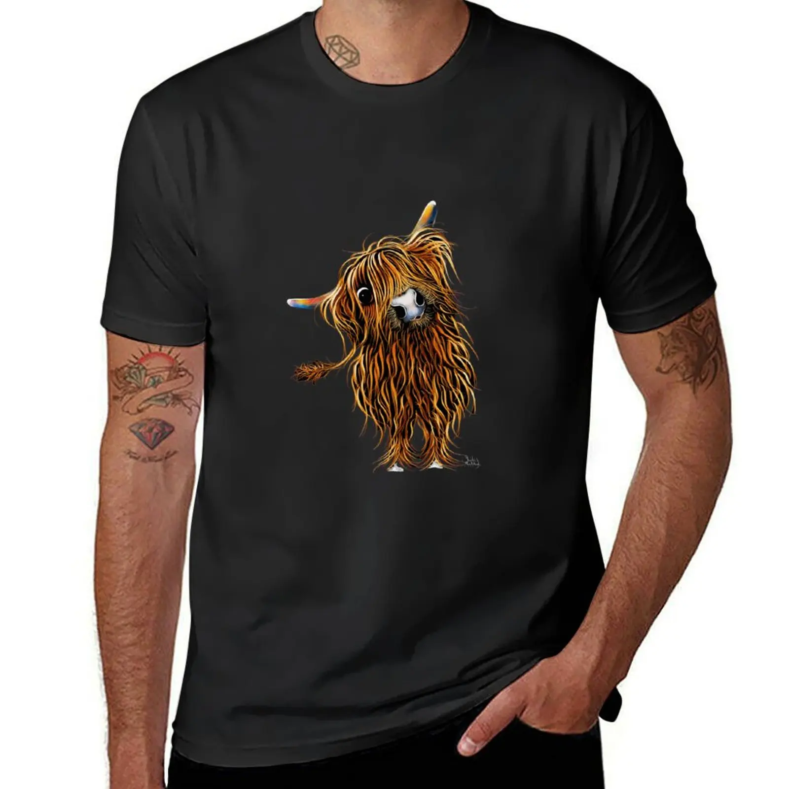 HiGHLaND CoW PRiNT SCoTTiSH ' CoooWeee oN GReY ' BY SHiRLeY MacARTHuR T-Shirt quick-drying customs design your own T-shirt men