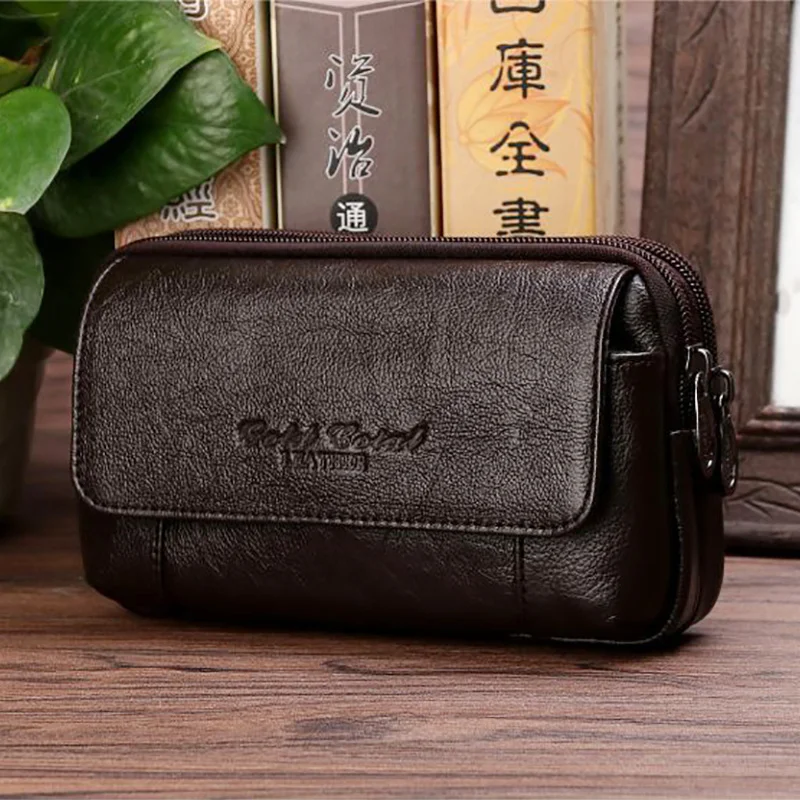 Genuine Leather Men Cell/Mobile Phone Case Cover Waist Bag Cigarette Male Natural Skin 5.5-6.3