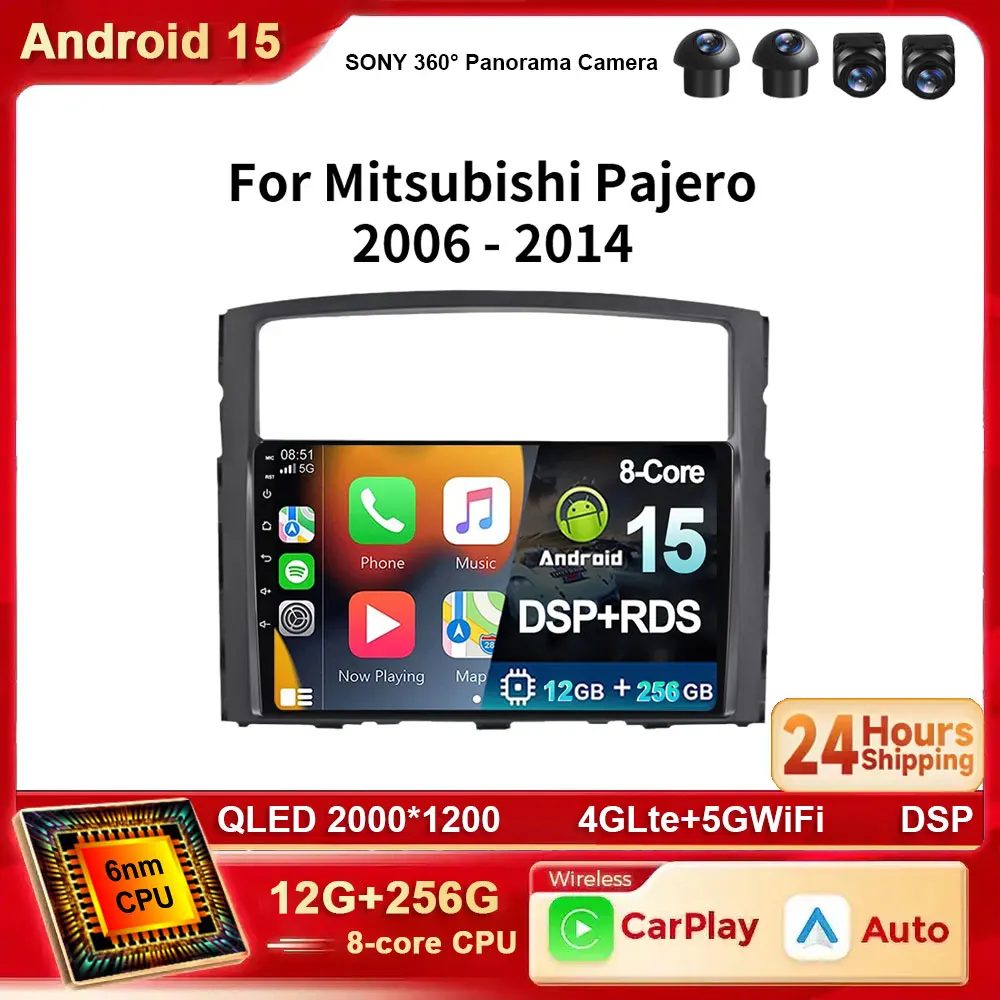 

Android 15 Carplay 4G WIFI Car Radio For Mitsubishi Pajero 4 V80 V90 2006 - 2014 Multimedia Video Navigation Player GPS Stereo