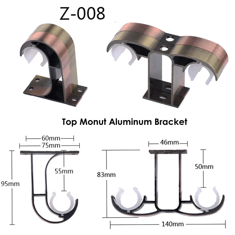 Sungshida 6Pack ORB/mosiężne górne mocowanie metalowy podwójny wspornik do karnisza draperia pręt wspornik hak do średnicy 25-28mm. Pręt może mieszać zamówienie