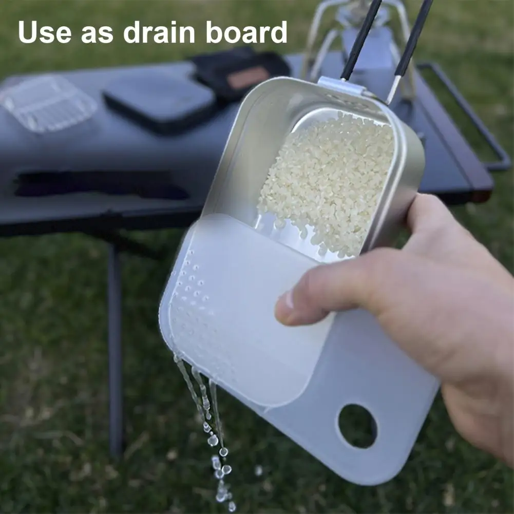 Outdoor Camping Mini Cutting Board with Drainage Hole Lightweight PP Portable Clear Non-Slip Rice Wash Water Drainer Baffle