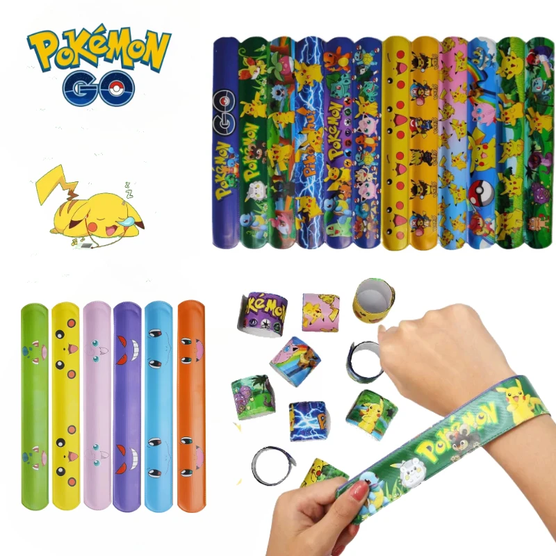 

1/5pcs Pokemon Series Bracelet PVC Pat Snap Circle Cute Pikachu Birthday Party Supplies Educational Funny Gifts Toys