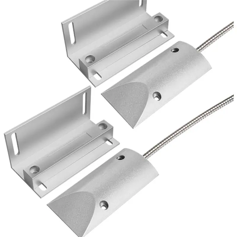 

AB25-2Sets Overhead Garage Door Contacts Wired Magnetic Switch Alarm Sensor With Armored Wire Leads And Adjustable Bracket